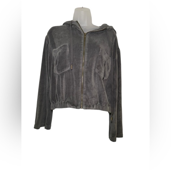 Young Fabulous And Broke Gray Cotton Blend Hooded Velour Jacket Size Medium - Picture 3 of 8